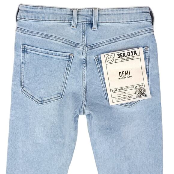 Ser.o.ya Demi Mid Rise Flare Jean in Coastline Light Wash Two Tone Denim - Picture 8 of 14